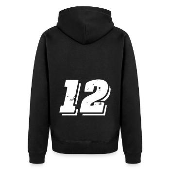 12 Zahl Symbol - Unisex Premium Bio Zip Hoodie - Schwarz - Hinten - Nico (187cm)