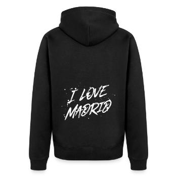 J’aime Madrid - Veste à capuche bio Premium Unisexe - noir - Dos - Nico (187cm)