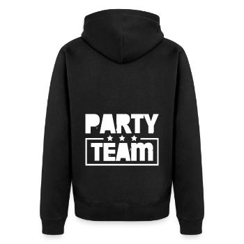 Party Team Bunt - Unisex Premium Bio Zip Hoodie - Schwarz - Hinten - Nico (187cm)