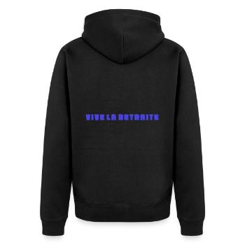 RETRAITE. RETRAITE. RETRAITEE. RETRAITE - Veste à capuche bio Premium Unisexe - noir - Dos - Nico (187cm)