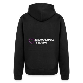 Bowling Team Herz - Unisex Premium Bio Zip Hoodie - Schwarz - Hinten - Nico (187cm)