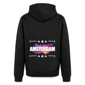 Amsterdam - Veste à capuche bio Premium Unisexe - noir - Dos - Nico (187cm)