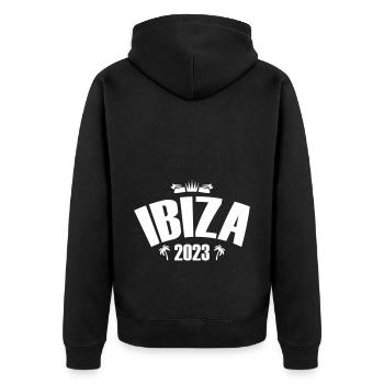 Ibiza 2023 - Unisex Premium Bio Zip Hoodie - Schwarz - Hinten - Nico (187cm)
