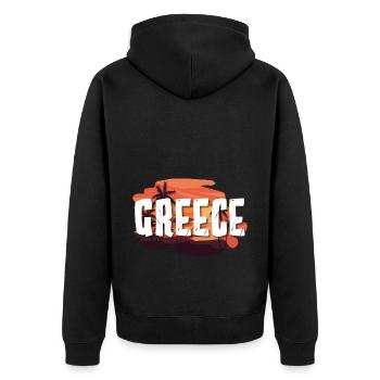 Greece - Unisex Premium Bio Zip Hoodie - Schwarz - Hinten - Nico (187cm)