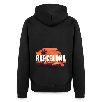 Barcelona - Unisex Premium Organic Zip Hoodie - black - Back - Nico (187cm)