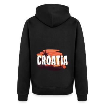Croatia - Unisex Premium Bio Zip Hoodie - Schwarz - Hinten - Nico (187cm)