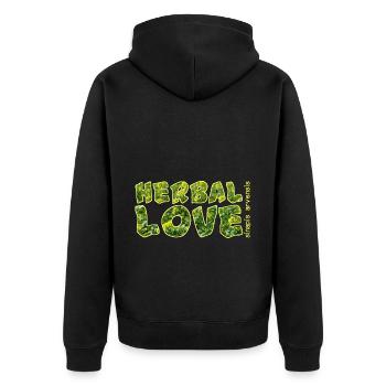 Herbal Love Mustard - Unisex Premium Organic Zip Hoodie - black - Back - Nico (187cm)