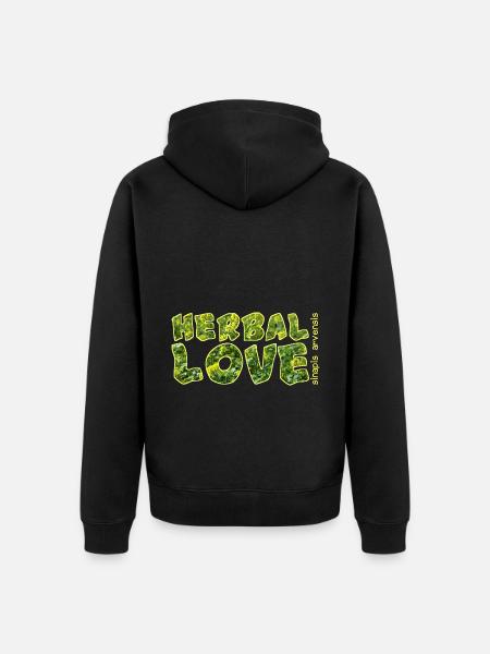Herbal Love Mustard - Unisex Premium Organic Zip Hoodie - black