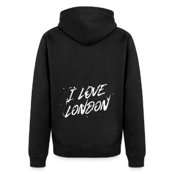 I Love London - Unisex Premium Bio Zip Hoodie - Schwarz - Hinten - Nico (187cm)