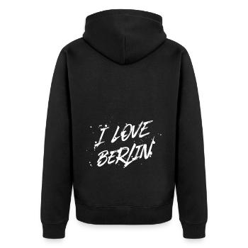 I Love Berlin - Unisex Premium Bio Zip Hoodie - Schwarz - Hinten - Nico (187cm)