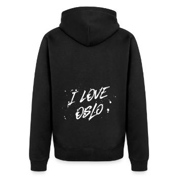 I Love Oslo - Unisex Premium Bio Zip Hoodie - Schwarz - Hinten - Nico (187cm)