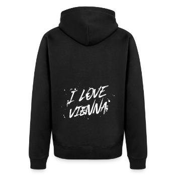 I Love Vienna - Unisex Premium Bio Zip Hoodie - Schwarz - Hinten - Nico (187cm)