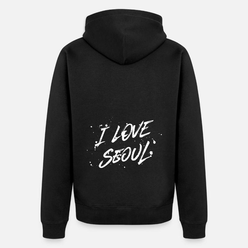 J’aime Séoul - Veste à capuche bio Premium Unisexe - noir