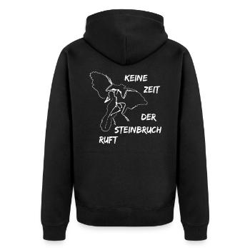 keine zeit der steinbruch ruft mit archäopteryx - Unisex Premium Bio Zip Hoodie - Schwarz - Hinten - Nico (187cm)
