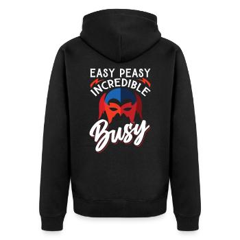 Easy Peasy Incredible Busy - Unisex Premium Organic Zip Hoodie - black - Back - Nico (187cm)
