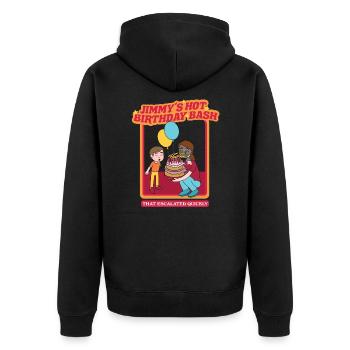 Jimmy's Hot Birthday Bash - That Escalated Quickly - Unisex Premium Organic Zip Hoodie - black - Back - Nico (187cm)