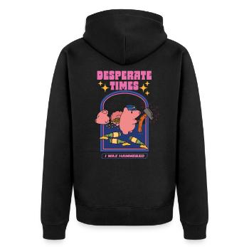 Desperate Times - I Was Hammered - Unisex Premium Organic Zip Hoodie - black - Back - Nico (187cm)