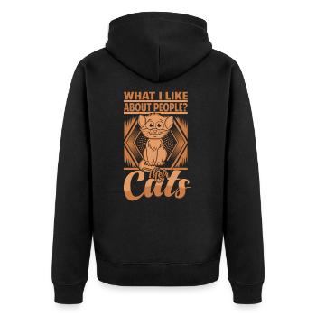 What I Like About People? Their Cats. - Unisex Premium Organic Zip Hoodie - black - Back - Nico (187cm)