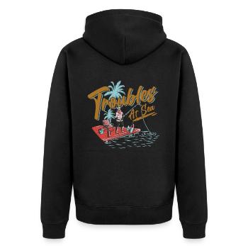Troubles At Sea - Fishing - Norseman - Funny - Unisex Premium Organic Zip Hoodie - black - Back - Nico (187cm)