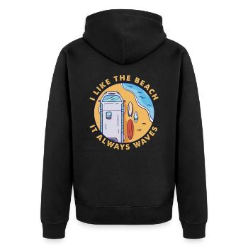 J’aime la plage, elle fait toujours des vagues - Surf - Surf - Veste à capuche bio Premium Unisexe - noir - Dos - Nico (187cm)