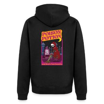 Poison Potion - Lady Merlot's Deadly Concoction - Unisex Premium Bio Zip Hoodie - Schwarz - Hinten - Nico (187cm)