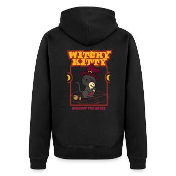 Witchy Kitty - Ruler Of The Abyss - Unisex Premium Organic Zip Hoodie - black - Back - Nico (187cm)