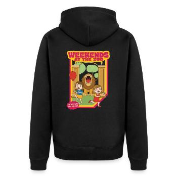 Weekends At The Zoo - Fun Times With Mary And Lucy - Unisex Premium Organic Zip Hoodie - black - Back - Nico (187cm)