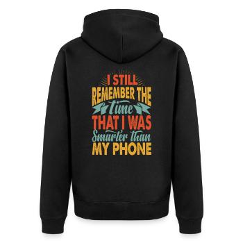 Je me souviens encore de l’époque - Funny Dad Jokes - Veste à capuche bio Premium Unisexe - noir - Dos - Nico (187cm)