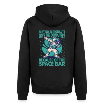 Why Do Astronauts Love The Computer? Dad Jokes - Unisex Premium Bio Zip Hoodie - Schwarz - Hinten - Nico (187cm)