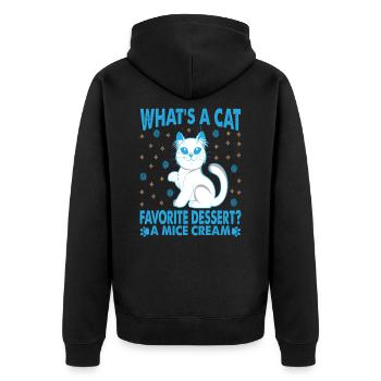 What's A Cat Favorite Dessert? Lustige Papa-Witze - Unisex Premium Bio Zip Hoodie - Schwarz - Hinten - Nico (187cm)