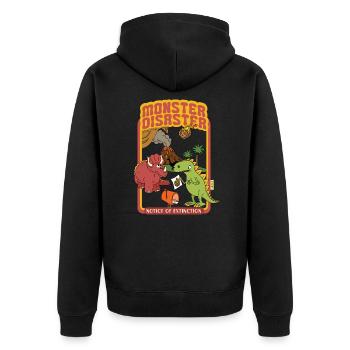 Monster Disaster - Notice Of Extinction - Dinosaur - Unisex Premium Organic Zip Hoodie - black - Back - Nico (187cm)