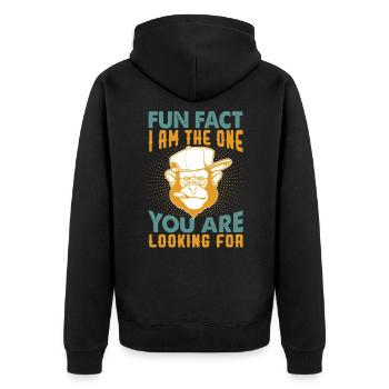 Fait amusant: Je suis celui que vous recherchez - Blagues - Veste à capuche bio Premium Unisexe - noir - Dos - Nico (187cm)
