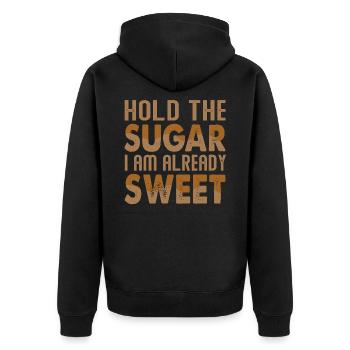 Hold the sugar, I am already sweet- black kaff - Unisex Premium Organic Zip Hoodie - black - Back - Nico (187cm)