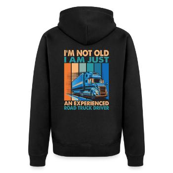 I'm Not Old, I Just Love Driving Trucks - Trucker - Unisex Premium Bio Zip Hoodie - Schwarz - Hinten - Nico (187cm)