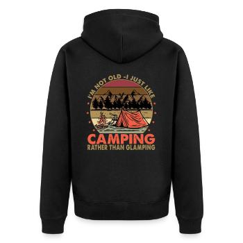 Je ne suis pas vieux, j’aime juste le camping - Glamping - Veste à capuche bio Premium Unisexe - noir - Dos - Nico (187cm)