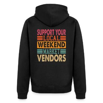 Soutenez vos vendeurs locaux du marché du week-end - Veste à capuche bio Premium Unisexe - noir - Dos - Nico (187cm)