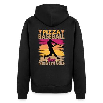 Pizza, Baseball Et, Bière Puis Bye-Bye Monde - Veste à capuche bio Premium Unisexe - noir - Dos - Nico (187cm)