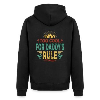 Too Cool For Daddy's Rule - Funny Baby - Unisex Premium Bio Zip Hoodie - Schwarz - Hinten - Nico (187cm)