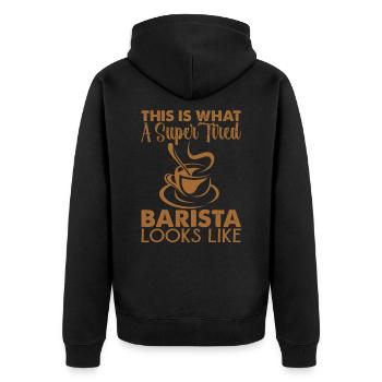 Voici à quoi ressemble un barista super fatigué - Veste à capuche bio Premium Unisexe - noir - Dos - Nico (187cm)