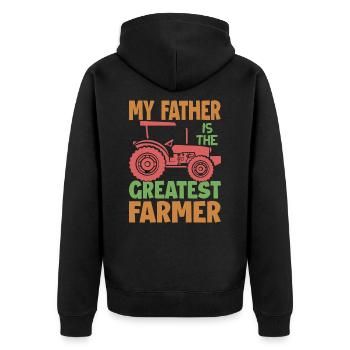 My Father Is The Greatest Farmer - Farm - Farming - Unisex Premium Organic Zip Hoodie - black - Back - Nico (187cm)