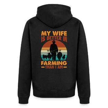 Ma femme est meilleure dans l’agriculture que moi - agricultrice - - Veste à capuche bio Premium Unisexe - noir - Dos - Nico (187cm)