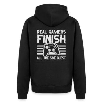 Real Gamers Finishes All The Side Quests - Video G - Unisex Premium Organic Zip Hoodie - black - Back - Nico (187cm)