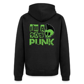 I'm A 90's Punk - Gothic - Concert - Nineties - Re - Unisex Premium Bio Zip Hoodie - Schwarz - Hinten - Nico (187cm)