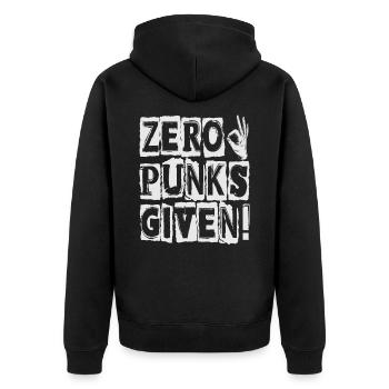 Zero Punks Given! - Gothic - Goth - Concert - Funn - Unisex Premium Organic Zip Hoodie - black - Back - Nico (187cm)