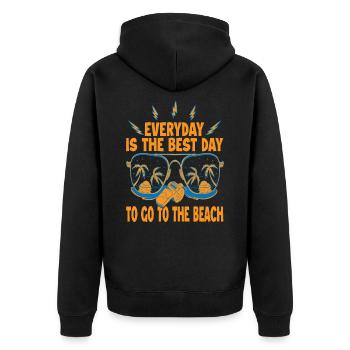 Everyday Is The Best Day To Go To The Beach - Vaca - Unisex Premium Organic Zip Hoodie - black - Back - Nico (187cm)