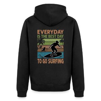 Chaque jour est le meilleur jour pour aller surfer - Surf - Su - Veste à capuche bio Premium Unisexe - noir - Dos - Nico (187cm)