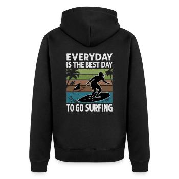 Chaque jour est le meilleur jour pour aller surfer - Surf - Su - Veste à capuche bio Premium Unisexe - noir - Dos - Nico (187cm)