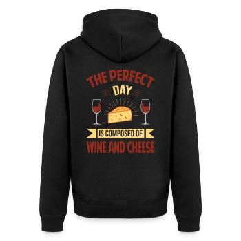The Perfect Day Is Composed Of Wine And Cheese - S - Unisex Premium Organic Zip Hoodie - black - Back - Nico (187cm)