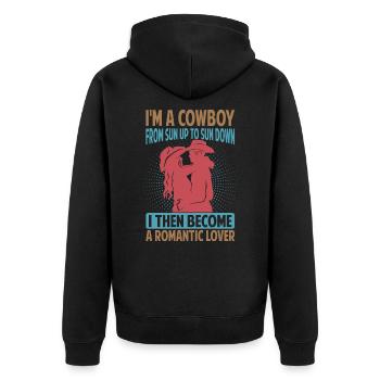Je suis un cow-boy du soleil au coucher du soleil - Texas - Veste à capuche bio Premium Unisexe - noir - Dos - Nico (187cm)