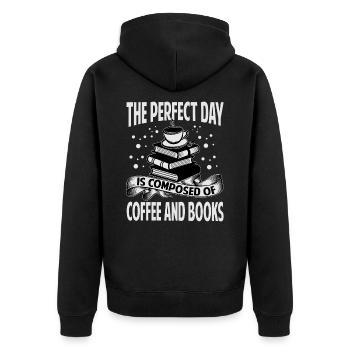 The Perfect Day Is Composed Of Coffee And Books - - Unisex Premium Bio Zip Hoodie - Schwarz - Hinten - Nico (187cm)